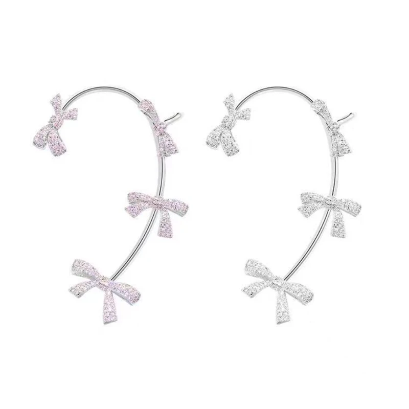 

Корейские элегантные Клипсы-бабочки для ушей, клипсы для обертывания, серьги-клипсы для сна с бантом, клипсы для ушей с кристаллами, клипсы д...