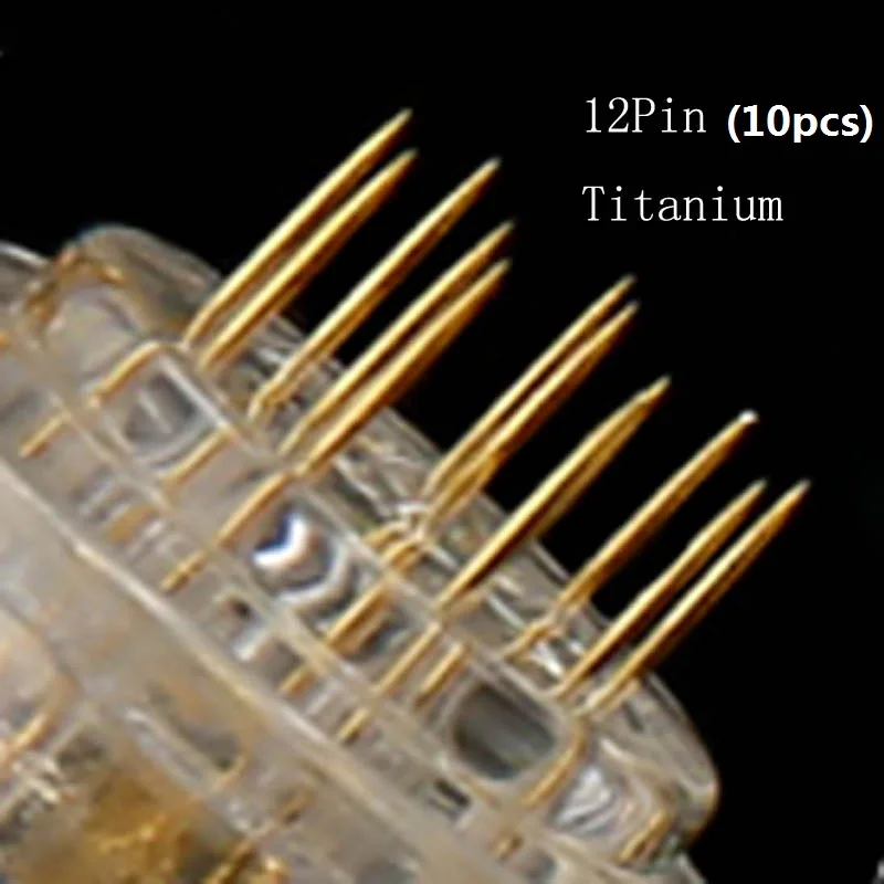Golden 12pin 10pcs Derma ролика 0,2/0,25/0,3 мм DRS 540 титановые иглы Mezoroller Dr ручка машина для средств по уходу за кожей для ухода за волосами, Лечение выпадения ручка ежедневного ухода, маникюрный набор - Цвет: Golden 12pin 10pcs