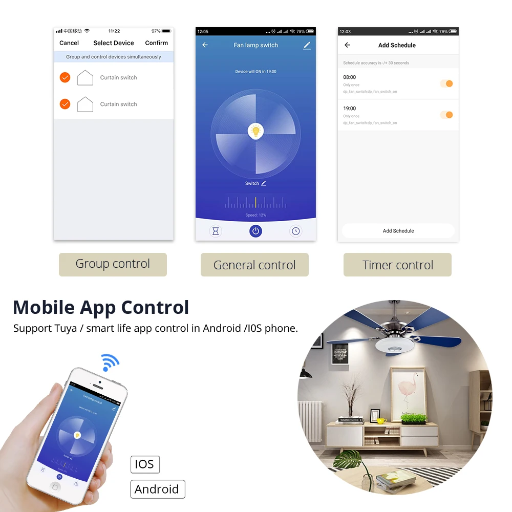 EU Smart WiFi Switch for Fan Light Compatible with Alexa Google Home Life App Control | Обустройство дома
