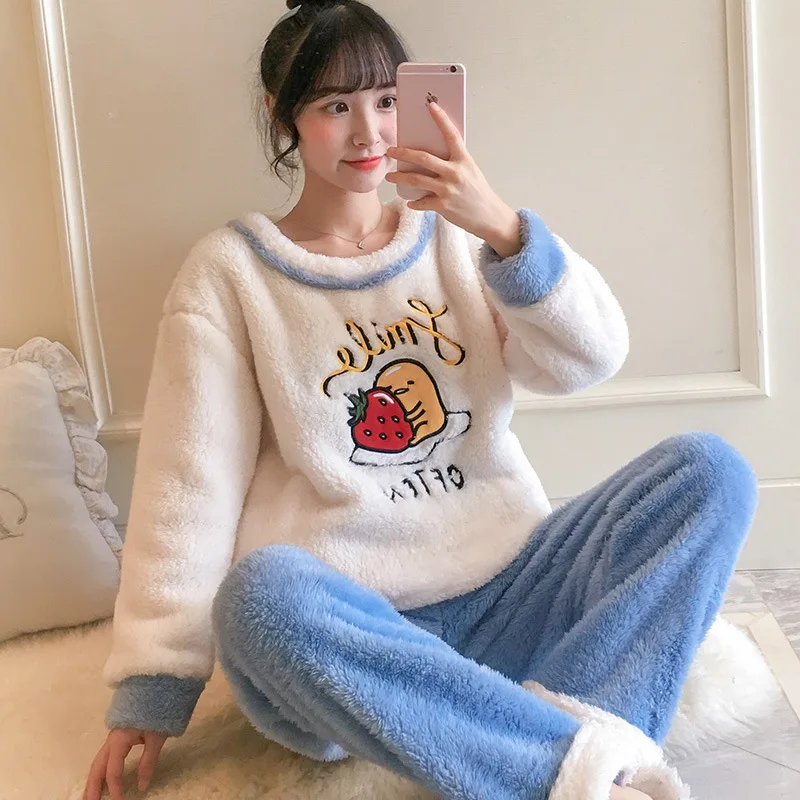 LY Высококачественная удобная плюшевая Пижама Женская осенне зимняя плотная
