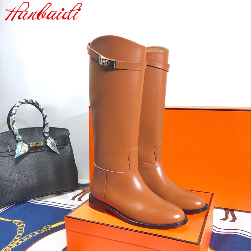 

Shoes Women Winter Newest Genuine Leather Knight Boots Metal Decoration Platform Long Boots Slip-on Botas De Mujer Size 34-42
