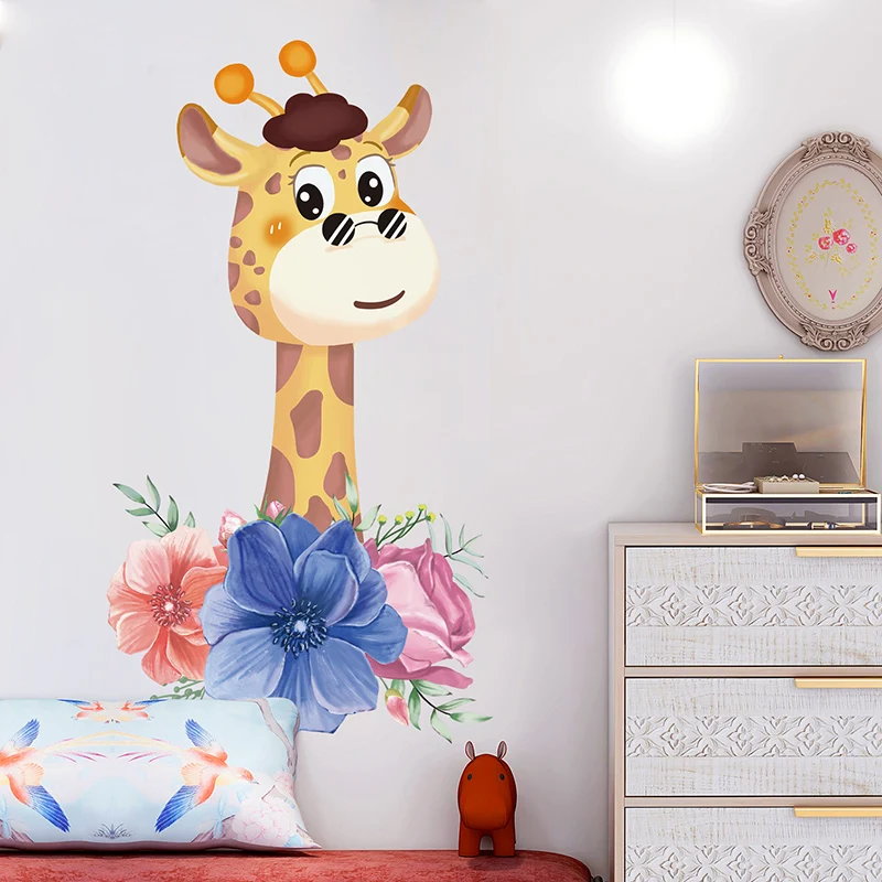 

Creative Giraffe Wall Sticker Animals Kids Room Wall Art Poster Living Room Self-adhesive Wallpaper Door Stickers Home Decor