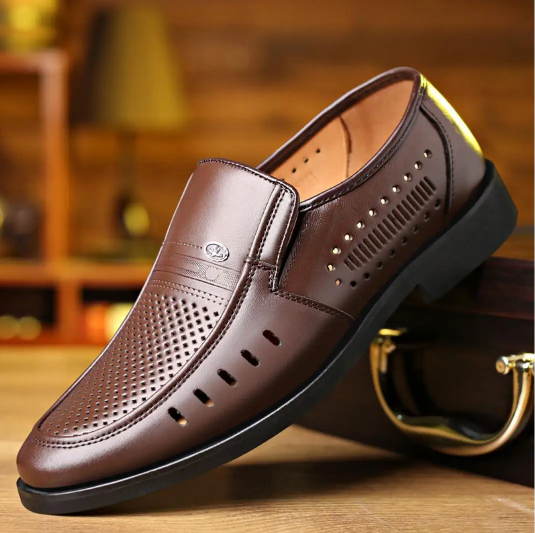 Сандалии мужские из натуральной кожи перфорированная кожа Повседневные