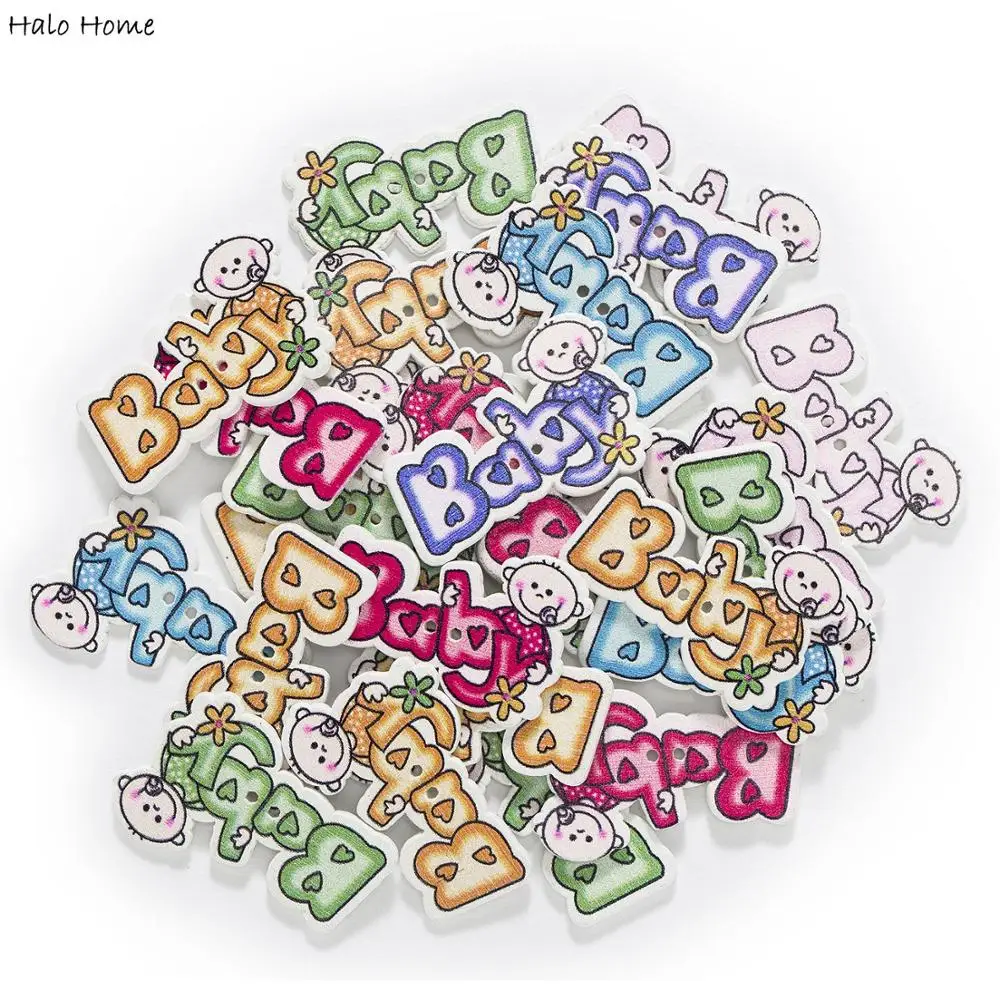 30 штук для малышей деревянные пуговицы пришивания Скрапбукинг одежда повязка на