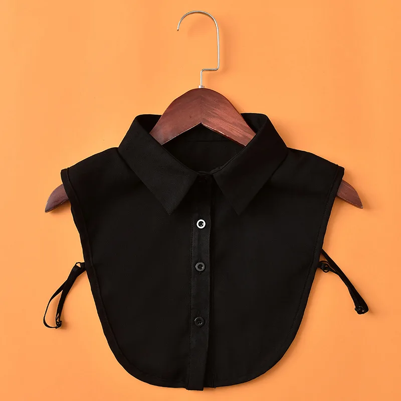 

Women's office versatile breathable shirt false collar aesthetic detachable black and white solid color lapel false collar Tops