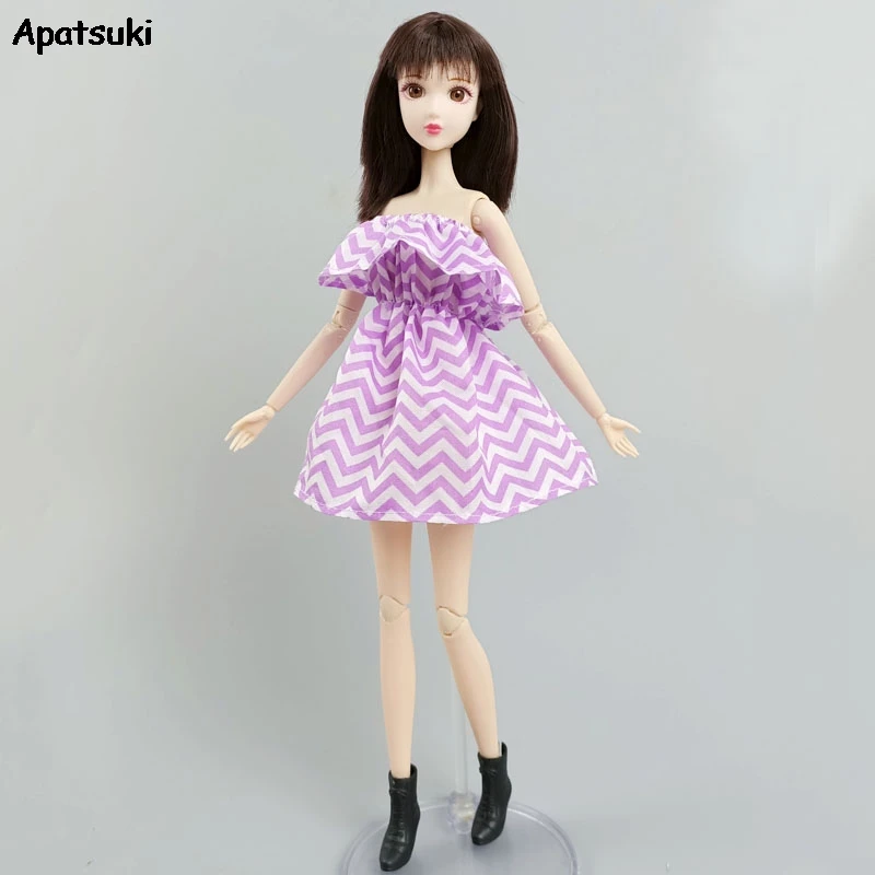 

Purple Striped Off Shoulder Dress For Barbie Dolls Clothes Party Gown Dresses For Barbie Outfit Doll Accessories Kids & Baby Toy