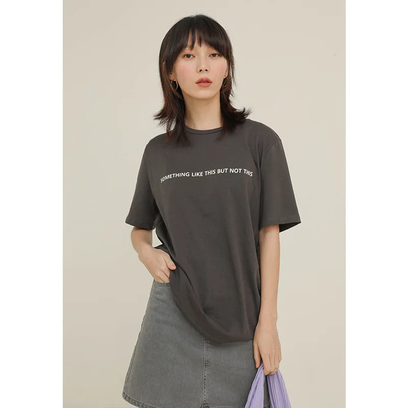 Short Sleeve Slogan Tee Shirt Women Crew Neck Cotton T-Shirts Brief | Женская одежда