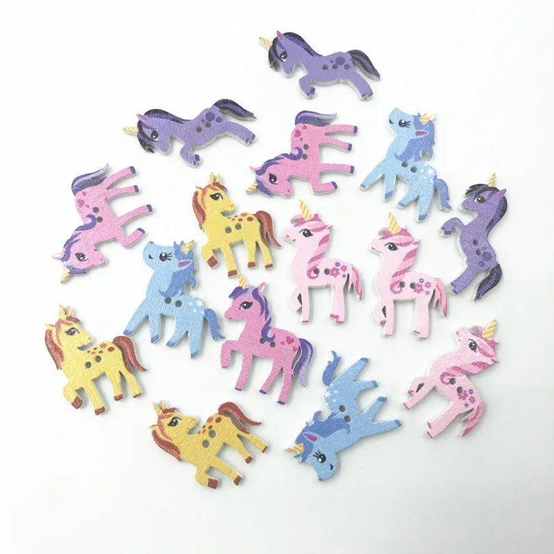 100 шт. деревянные пуговицы в форме единорога 25-29 мм | Дом и сад