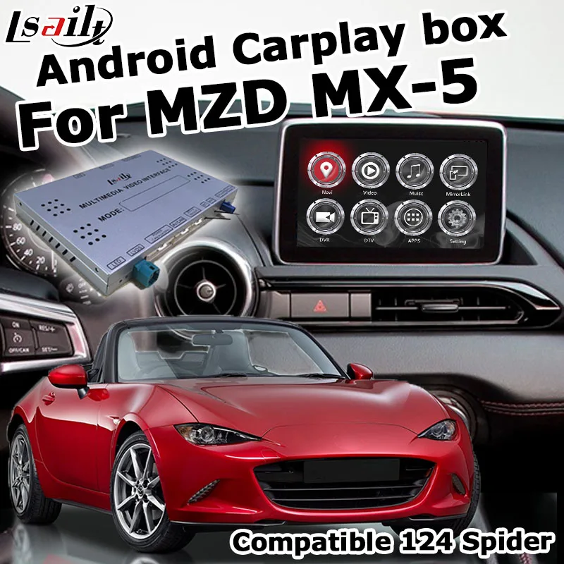 Андроид/Carplay Интерфейс коробка для новых Mazda MX 5 FIAT 124 Spider с GPS навигация видео waze