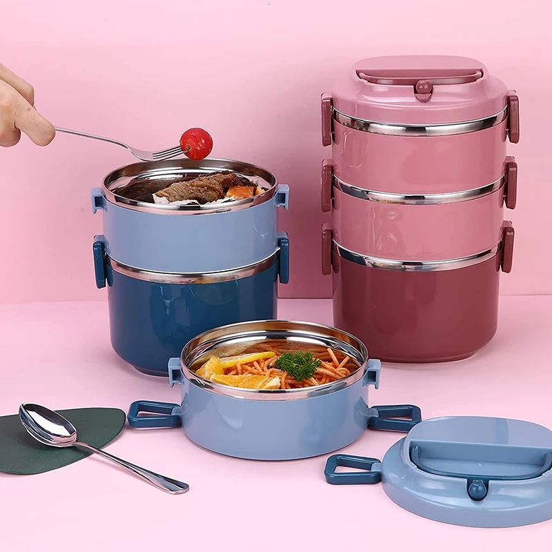 Ланч-бокс Bento для взрослых и детей герметичный 3-уровневый термоконтейнер из