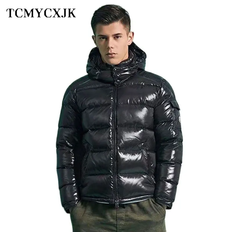

Winter New Glossy Men's Down Jacket Short Thick Coat Men's Hooded Jacket Natural Fur Collar Fashion Oversized Parkas Man Jackets
