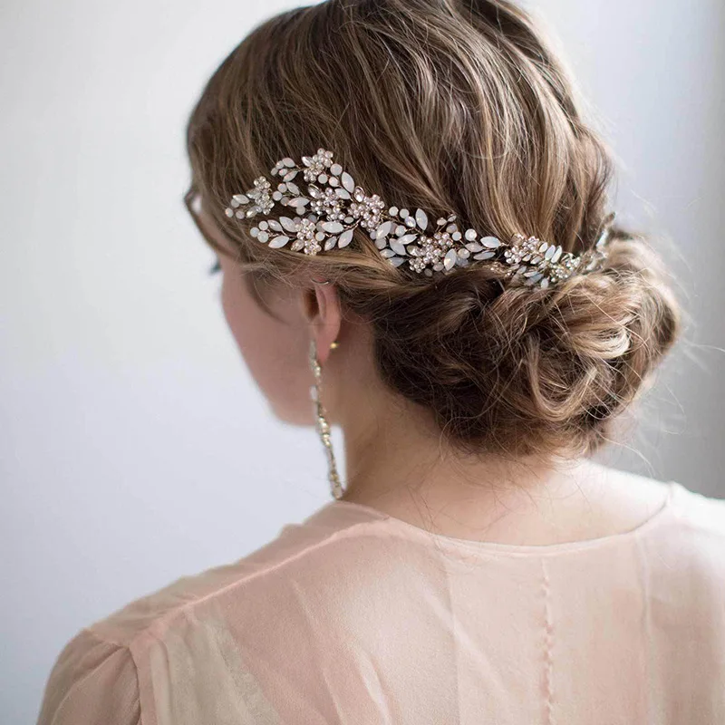 

Handmade Floral Headpiece For Women Prom Rhinestone Crystal Bridal Hair Comb Accessories Wedding Hair Jewelry расческа для волос