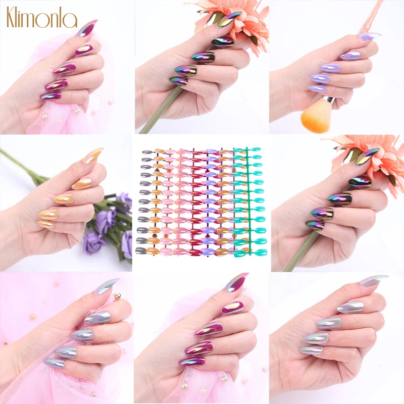 5Pcs/pack Full Cover Colourful Artificial Gel Short Pointed Coffin False Nail Tips DIY Salon Fake Practice Board Tools | Красота и