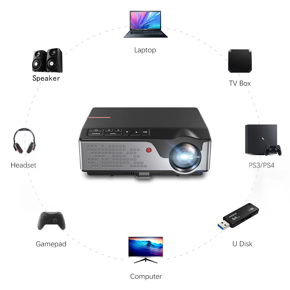 Проектор Touyinger Full HD 1080P RD826 TD96 Android Wi Fi светодиодный проектор Родной 1920x1080P 3D