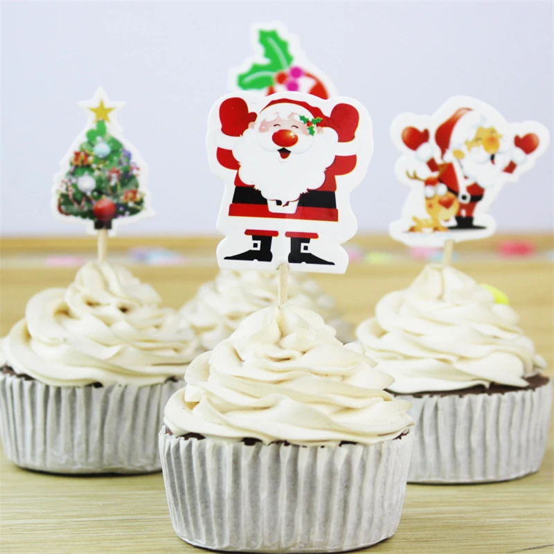 Новогодний Декор Рождество 24 шт Санта-Клаус украшение для торта Navidad