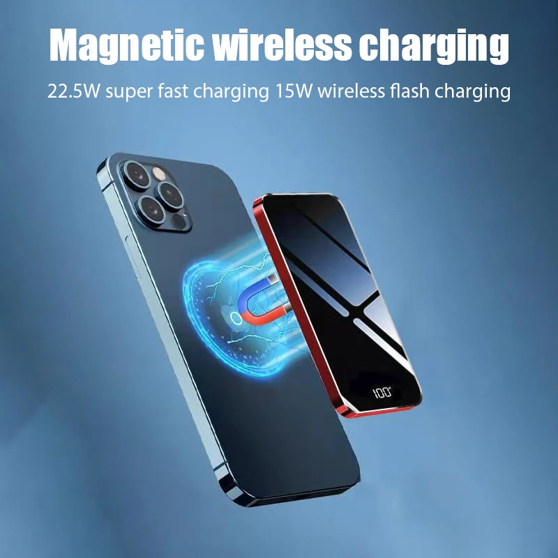 

10000mAh Portable Magnetic Wireless Power Bank 15W Fast charger External Battery For iphone 12 13 Magnet Mobile Phone Battery
