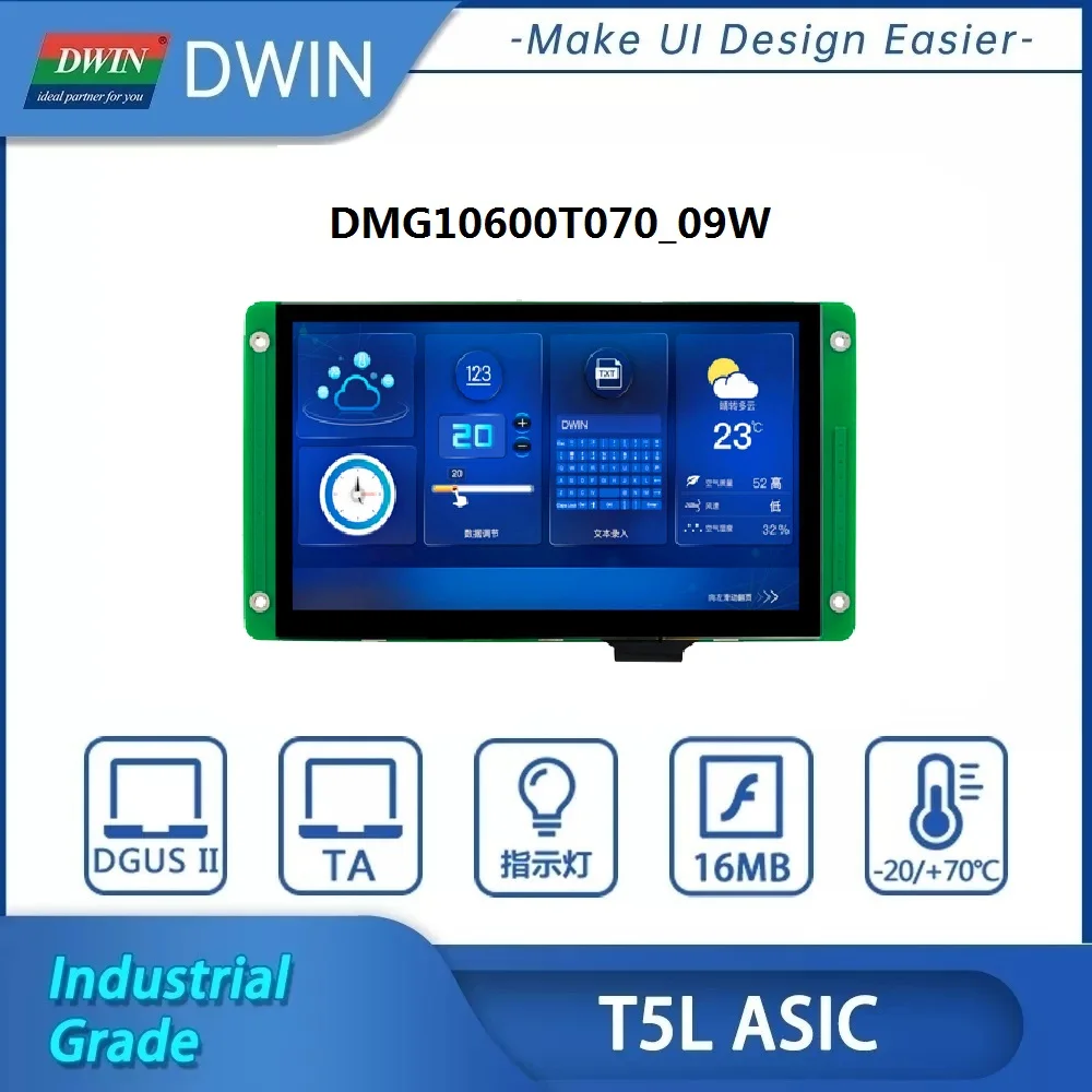 

7,0 дюймовый ЖК-модуль DWIN 1024*600 TFT ЖК-дисплеи HMI/UART RS232 RS485 интеллектуальная панель дисплея LCM dmg10600t070 _ 09w