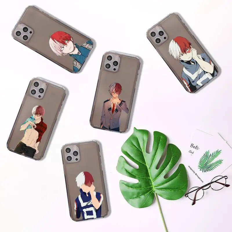 

cool cartoon Shoto Todorok Phone Case For iPhone 7 8 11 12 X XS XR MINI Pro Max Plus Retro Black Grey clear transparent