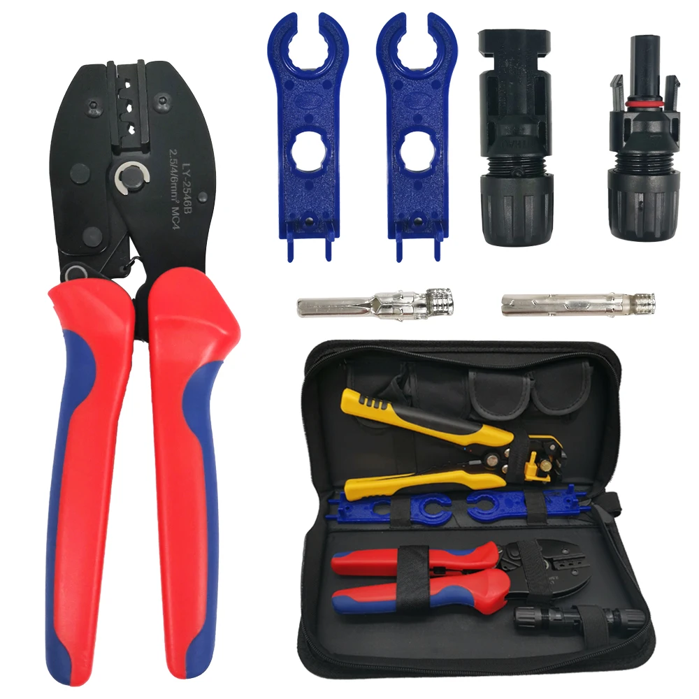 

Solar Connectors Crimping Tool Kit LY2546B Plier 2.5/4/6mm2 4 - 10AWG Solar Panel PV Cable With Connectors MC4 Wire Stripper Set