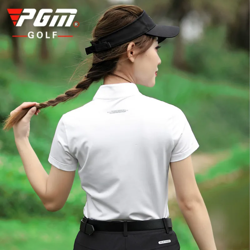 

PGM 2020 Summer New Ultra-Stretch Golf Clothing Quick-Dry Women's Zip Collar Short-Sleeved T-shirt YF269