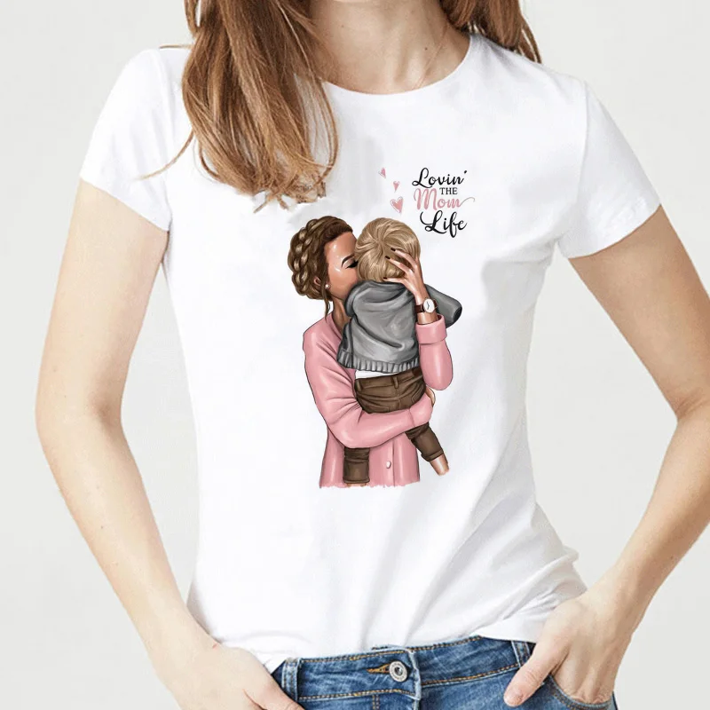 

Super Mama T-shirts for Women Mother's Love Print White T-shirt Tee Shirt Femme T Shirt Tops Streetwear Clothes