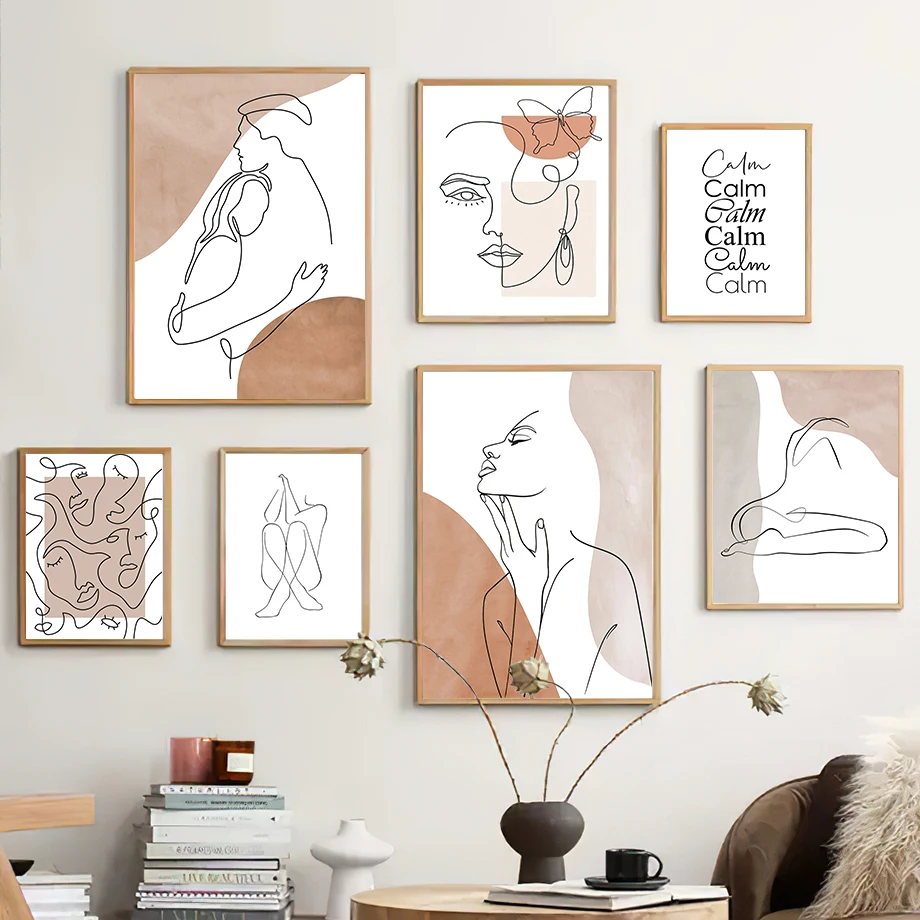 

Wall Art Canvas Painting Minimalist Line Portrait Body Face Abstract Nordic Posters And Prints Wall Pictures For Living Room