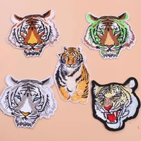 diy tiger head patch badges thermoadhesive stickers iron on embroidery patches for clothing jackets applique fabric animal patch
