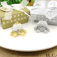 10pcs baby christening gift silvergold crystal pumpkin carriage birthday party giveaways for guest