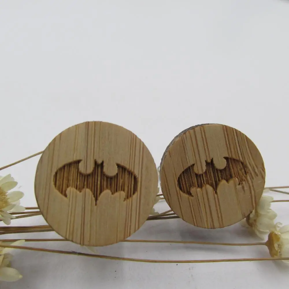 Модные деревянные Запонки для мужчин животные олень динозавр волк летучая мышь