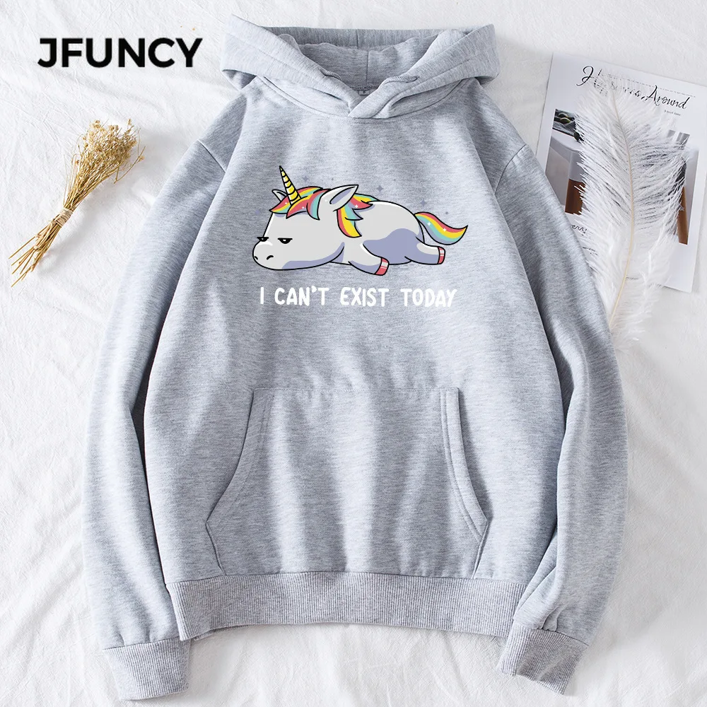 

JFUNCY Autumn Winter Women Thick Pullovers Casual Loose Coats Woman Long Sleeve Hooded Sweatshirt Printed Fleece Sportswear