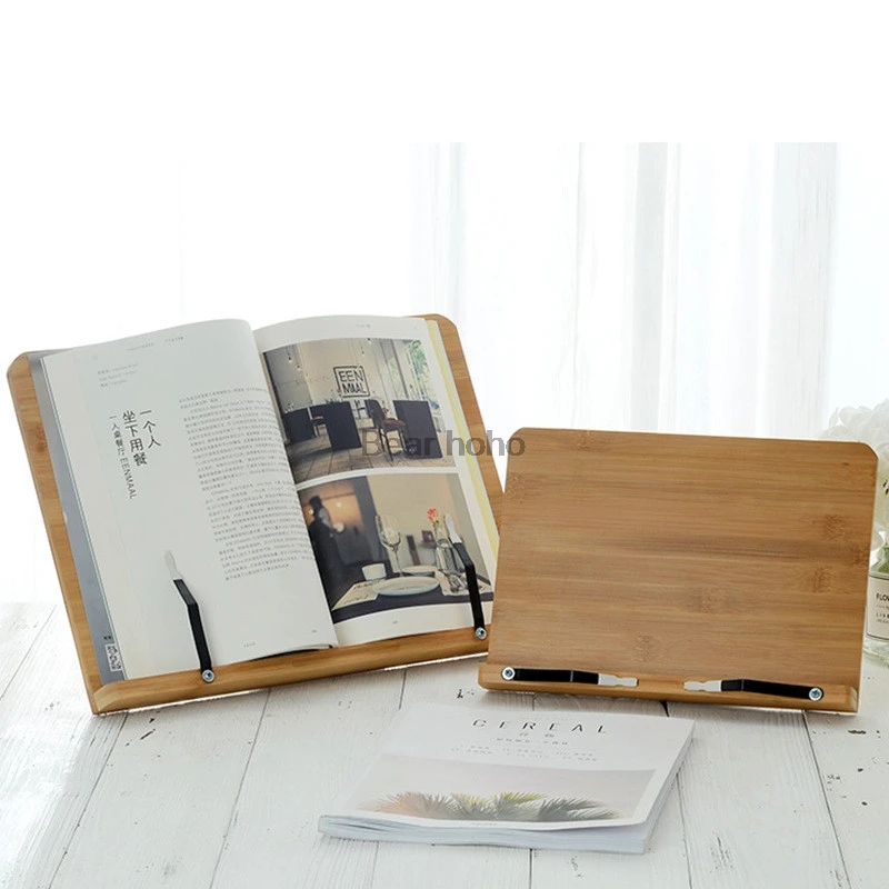 Bamboo Book Stand Adjustable Holder Tray with Page Paper Clips Cookbook Reading Desk Portable Sturdy Lightweight Bookstand | Канцтовары