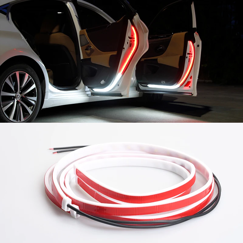 

Car Interior Door LED Safety Warning Strobe Signal Lamp Strip 120Cm Waterproof Safety Universal White Red Strobe AmbientCar Ligh