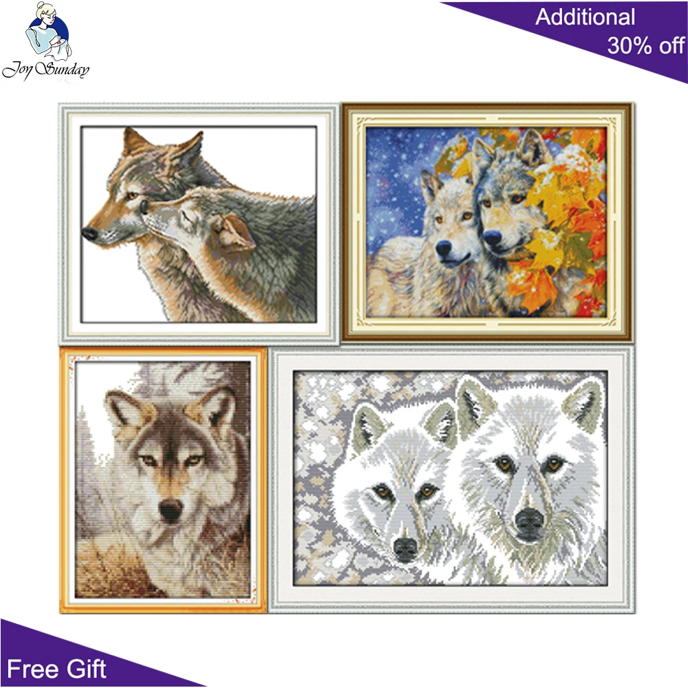 Набор для вышивки крестиком Joy Sunday Wolf Brother Kiss Spirit D368 D420 D519(2) D780(3) Домашний декор с