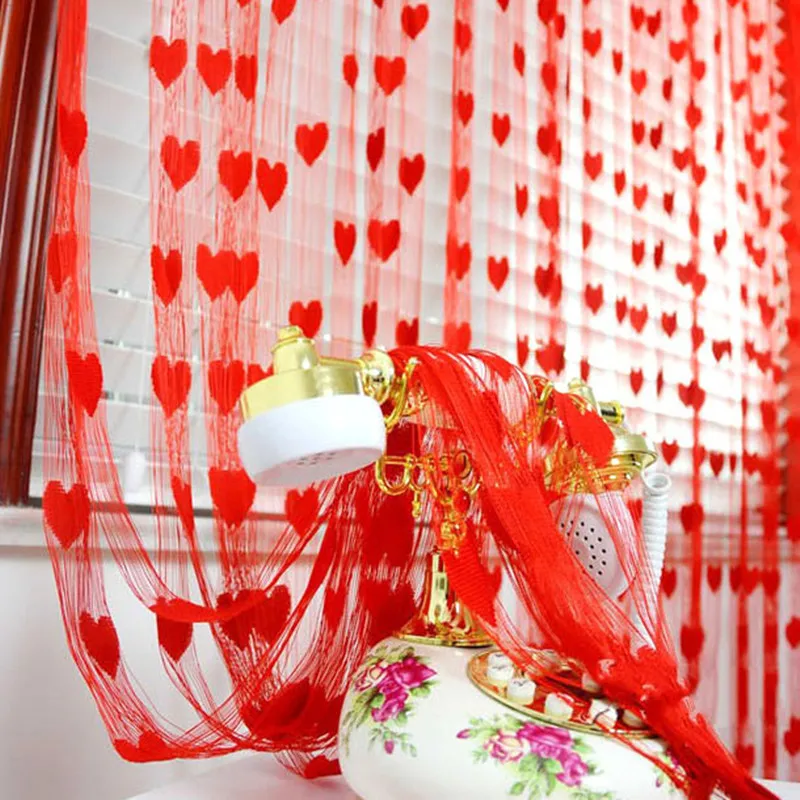 

NEW 100cm*200cm Heart Design Door Window Curtain Tassel Line Romantic Valentine's Day Wedding Decor Room Partition Decor