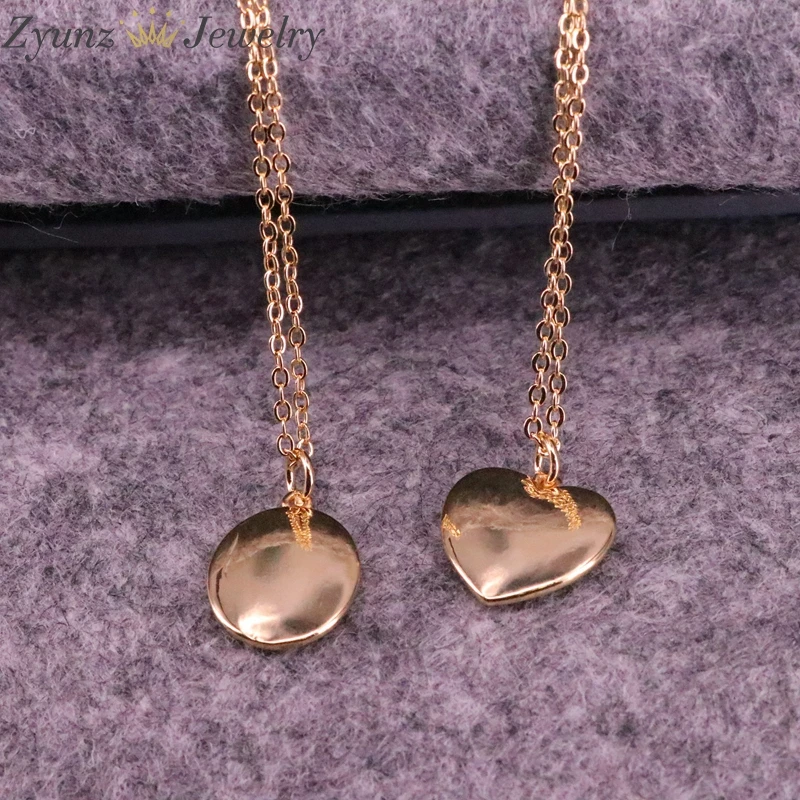 

10PCS, Gold Color Simple Love Heart / Oval Pendant Smooth Pendant Necklace