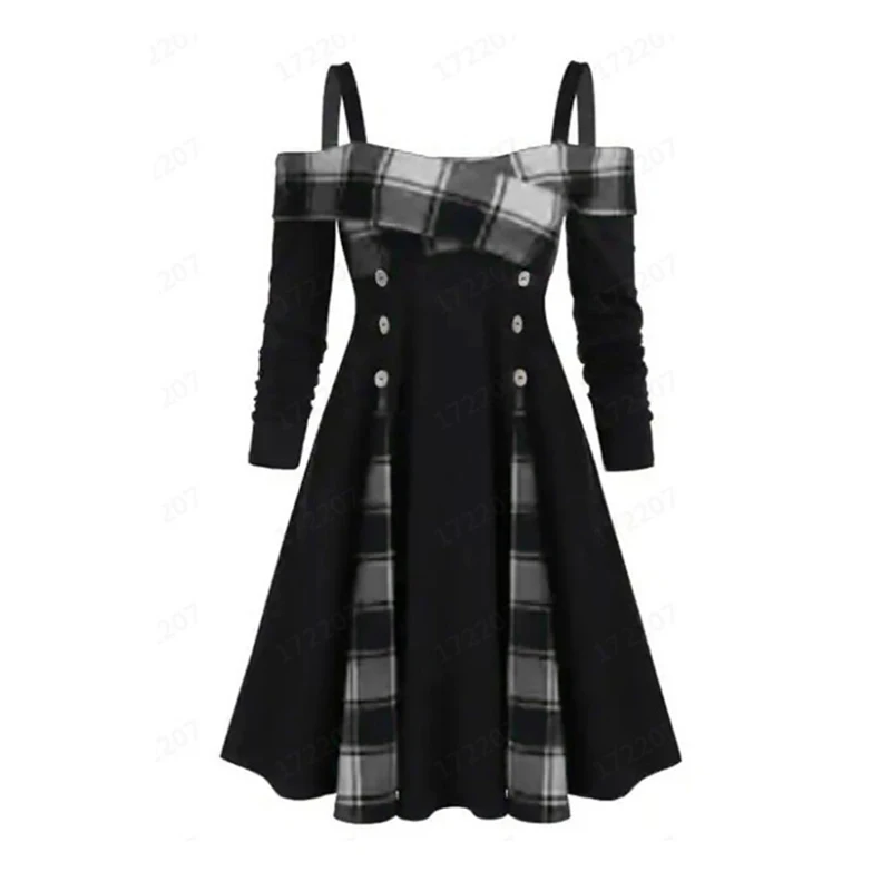 

Dresses For Women Casual Spring New Women's Clothing Plaid Contrast Color Check Double Breasted Stitching Slim Dress Female