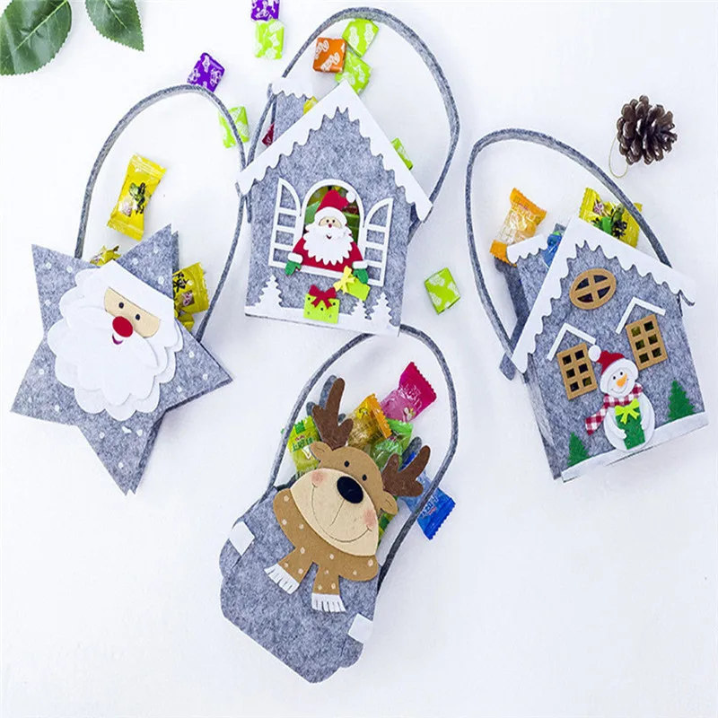 

Xmas Santa Claus Gift Bags Merry Christmas Snowman Deer Candy Bag Party Wedding Decor Lovely Gift Organizer Sweet Bag