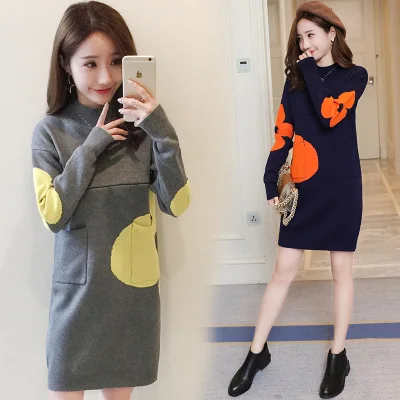 Chao Ma новый осенне зимний свитер платье для беременных модный грудного кормления