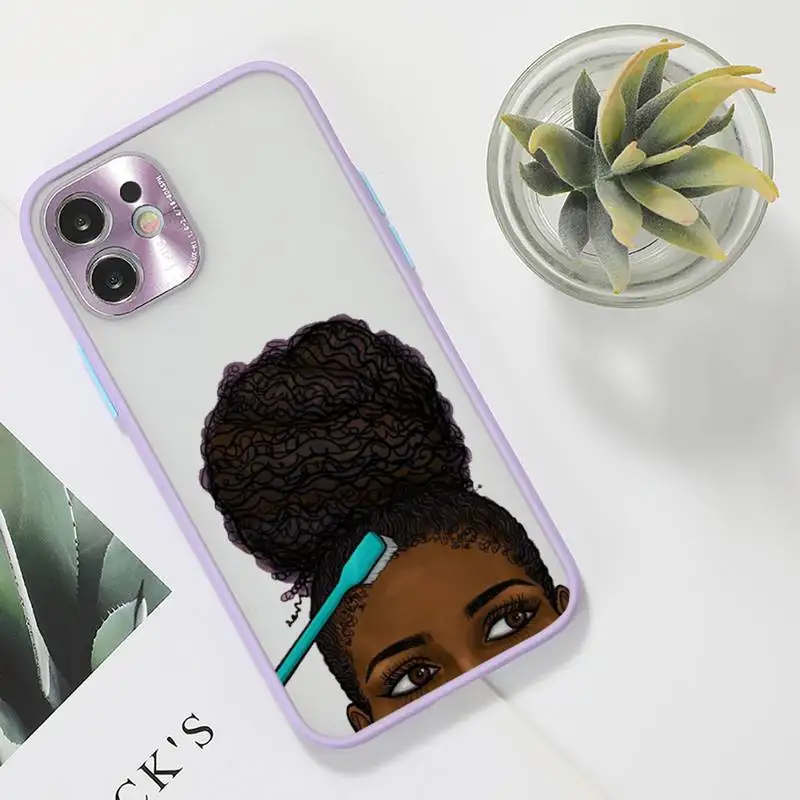 

Black braids black girl fashion cartoon Phone Case For iPhone 12 11 Mini Pro XR XS Max 7 8 Plus X Matte transparent
