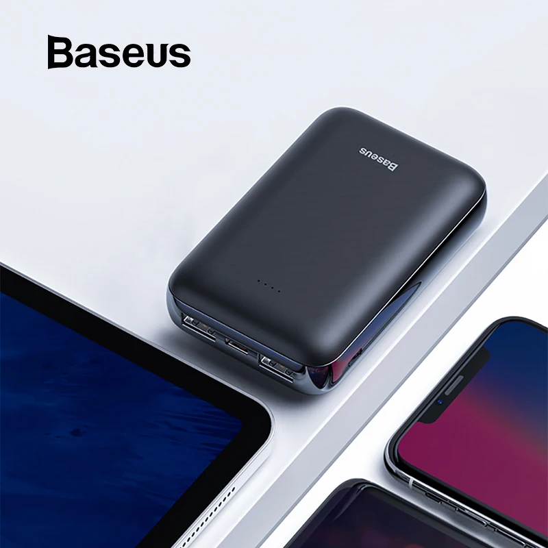 Baseus Mini, 10000 мА/ч, Дополнительный внешний аккумулятор для Xiaomi, huawei, samsung, iPhone, портативный внешний аккумулятор с двумя usb-портами, зарядное устройство