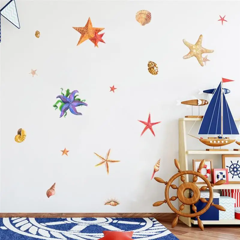 

1pc Sea Shell Wall Sticker Self-adhesive Decorative Window Decal (Colorful)