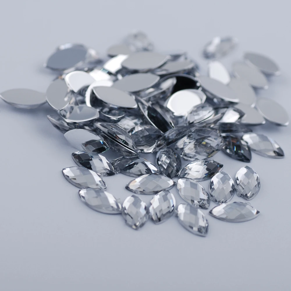 Crystal Clear 5x10 мм, 100 штук, плоская задняя сторона, маркиза, грань земли, прозрачный кристалл, цветные акриловые стразы, бусины для украшения своими руками - Цвет: Crystal Clear