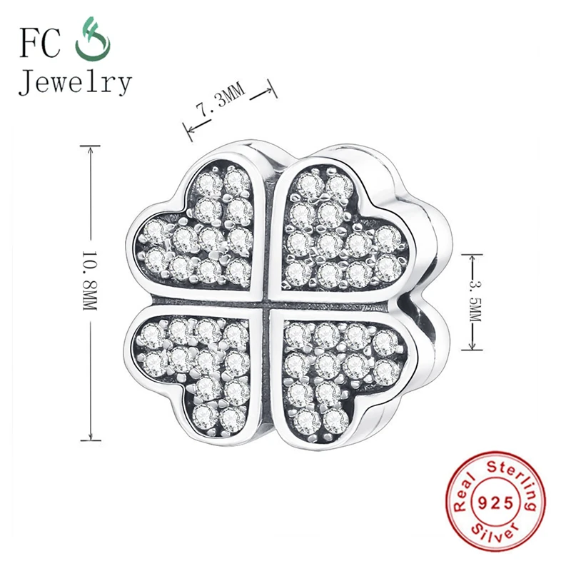 

Four Leaf Clover Charm Real Silver 925 Clip Charm Bead Fit Original Charms Bracelet 925 Silver DIY Jewelry Women Berloque