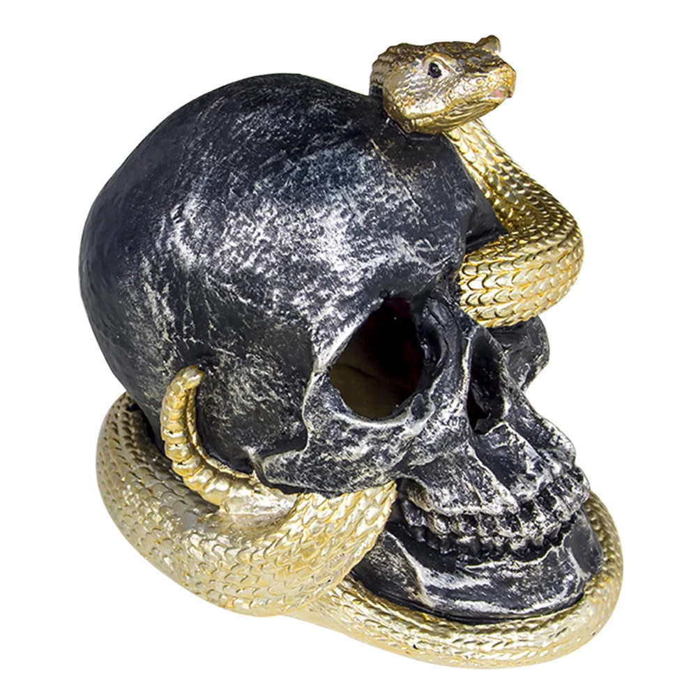 

Creepy Ornament Simulation Haunted House LED Atmosphere Resin Scary Snake Desktop Halloween Decor Bar Skull Light Party Props