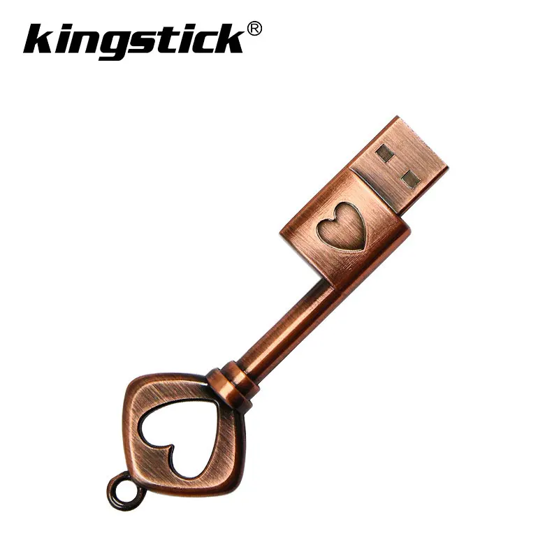 Металлический USB флеш накопитель в форме сердца U диск медный Love Key 4 ГБ 8 16 128 Мб