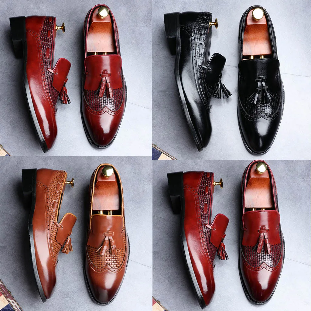 

SAGACE Men's casual breathable leather loafers men's tassel soft leather comfortable non-slip fashion small shoes