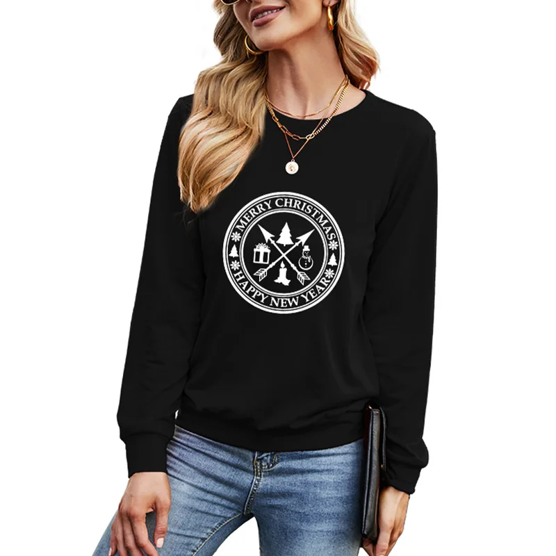

Women Long Sleeve Crew Neck Printed T-Shirt Ladies Loose Casual Basic Shirt Tops