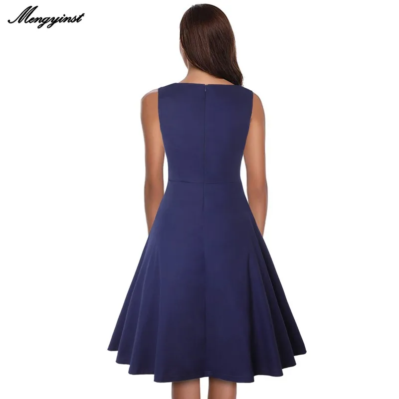 

Elegant Cotton Sleeveless Dress Women 2021 New Summer Female Vintage Floral Print Slim O-neck Collar Officel Lady Party Dresses