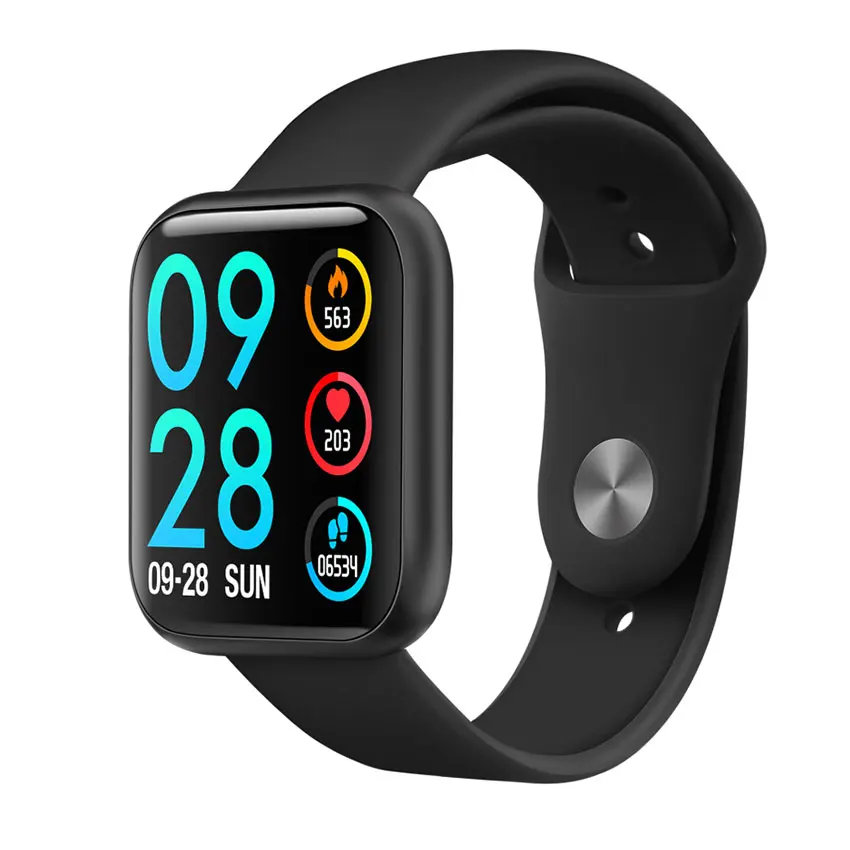 black silicone strap Смарт-часы P80 группа IP68 Водонепроницаемый Полный сенсорный экран динамический пульсометр Монитор артериального давления спортивные часы для здоровья - Цвет: black silicone strap