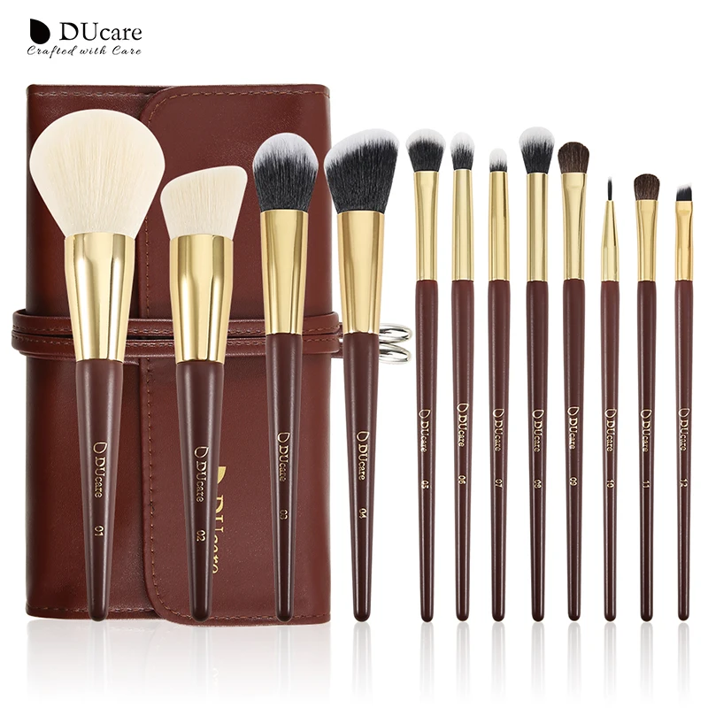 Набор кистей для макияжа из козьей шерсти 12 шт.|Аппликатор теней век| |